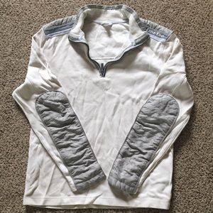 Oatmeal colored quarter zip sweater